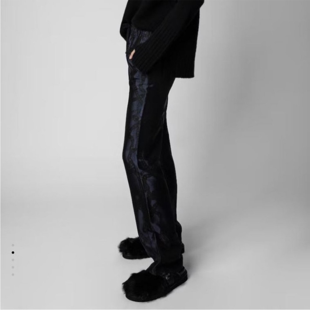 Zadig & Voltaire Pomy Jacquard Chains Trousers Navy Black Size 36 FR - Picture 4 of 11